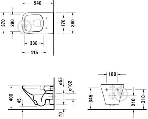 Унитаз подвесной DURAVIT Durastyle 2551090000 - фото 3 Унитаз подвесной DURAVIT Durastyle 2551090000 - фото 3