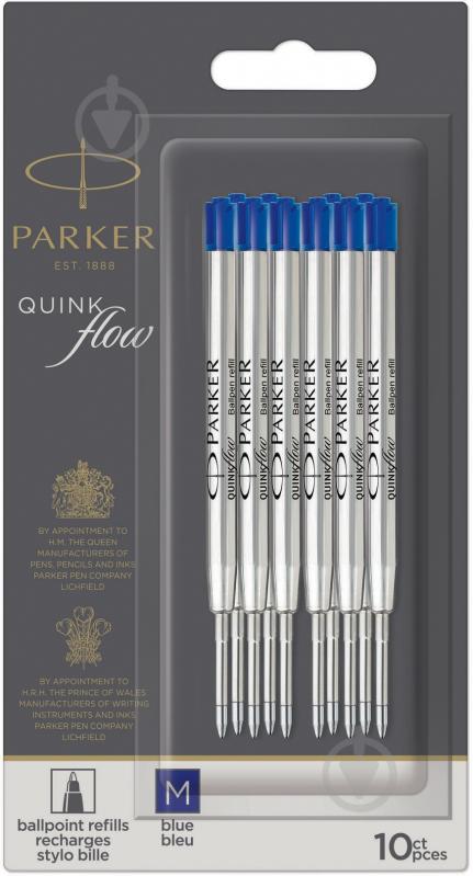 Набор стержней шариковых QuinkFlow M 10 232BLU10 1 мм синий Parker 10 шт. - фото 1