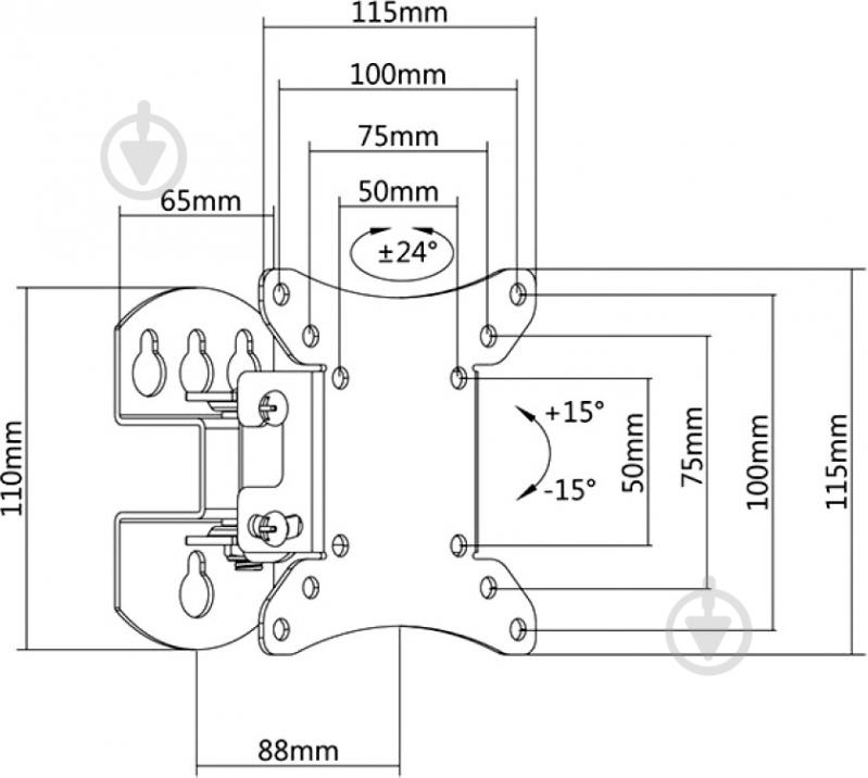 Крепление для телевизора Brateck LCD-501N поворотно-наклонные 13"-32" черный - фото 6