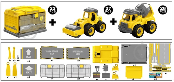 Ігровий набір DIY Spatial Creativity Конструктор Бетонозмішувач і Каток CJ-1614190 - фото 4