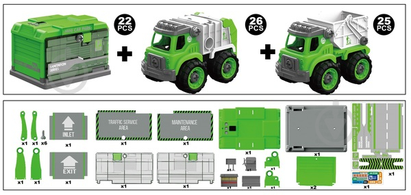 Ігровий набір DIY Spatial Creativity Конструктор Сміттєвоз і Самоскид CJ-1614204 - фото 4