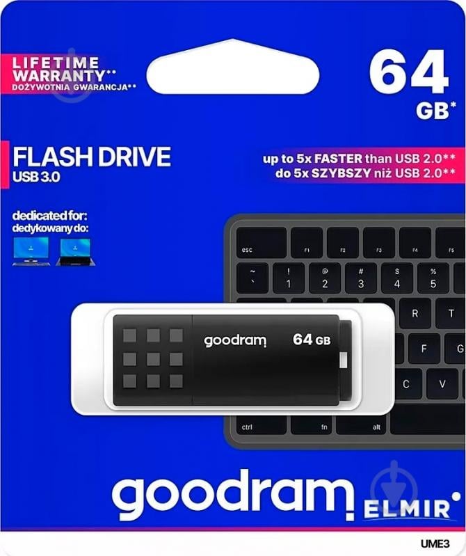 Флеш-пам'ять Goodram UME3 64 ГБ USB 3.0 black (UME3-0640K0R11) - фото 3