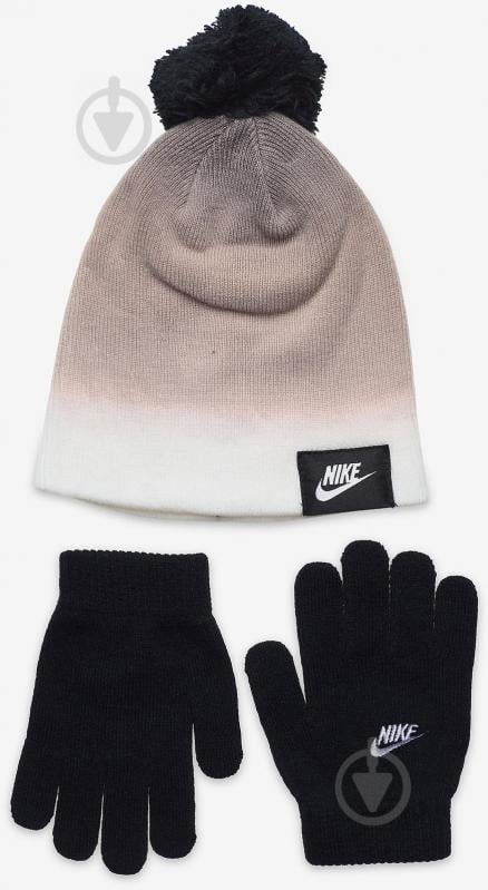 Комплект шапка+рукавички Nike Nan Gradient Beanie Glove Set р.4-7 8A2940-K25 біло-чорний - фото 1