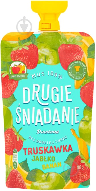 Пюре фруктове Dawtona Другий сніданок полуниця яблуко банан 100 г - фото 1