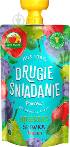 Пюре фруктове Dawtona Другий сніданок груша слива яблуко 100 г - фото 1