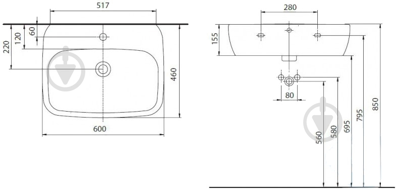 Умивальник Kolo Style 60 см - фото 2