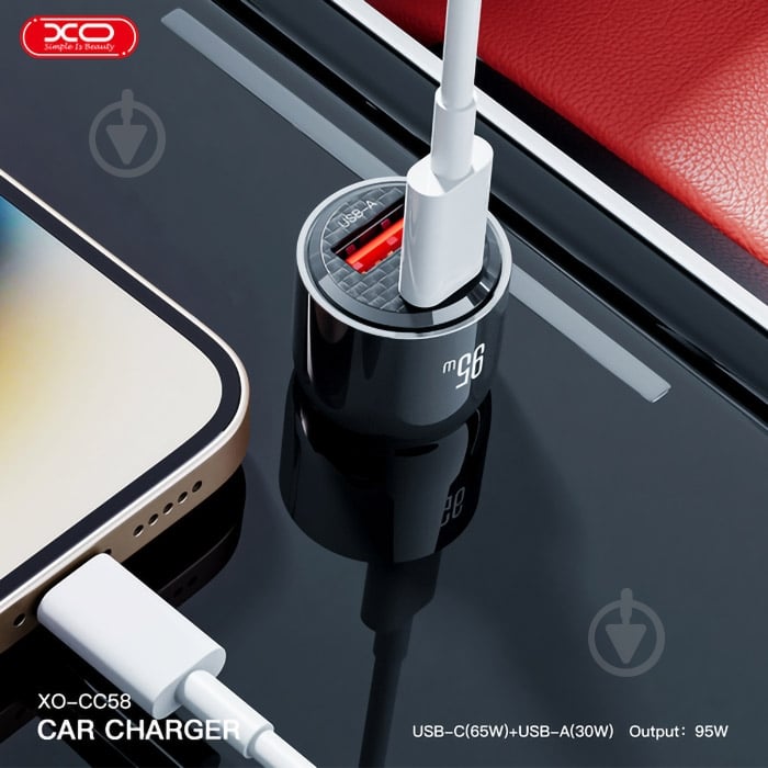 Автомобильное зарядное устройство Xo CC58 1xUSB-A/1xUSB-C 95W Car Charger Gray (CC58_TARNISH) - фото 6 Автомобильное зарядное устройство Xo CC58 1xUSB-A/1xUSB-C 95W Car Charger Gray (CC58_TARNISH) - фото 6