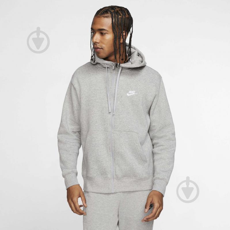 Джемпер Nike M NSW CLUB HOODIE FZ BB BV2645-063 р.M серый - фото 4