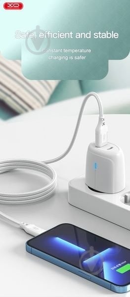 Кабель Xo Braided Type-C to Lightning 27W 1 м белый (NBQ236A_White) - фото 3