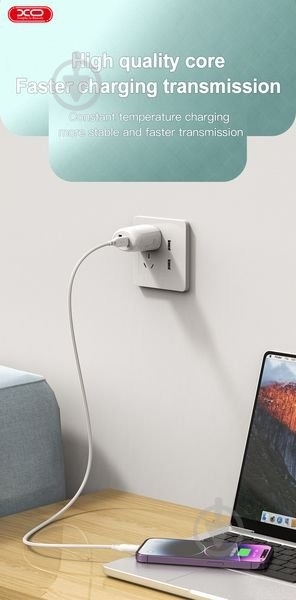 Кабель Xo Braided Type-C to Lightning 27W 1 м белый (NBQ236A_White) - фото 5