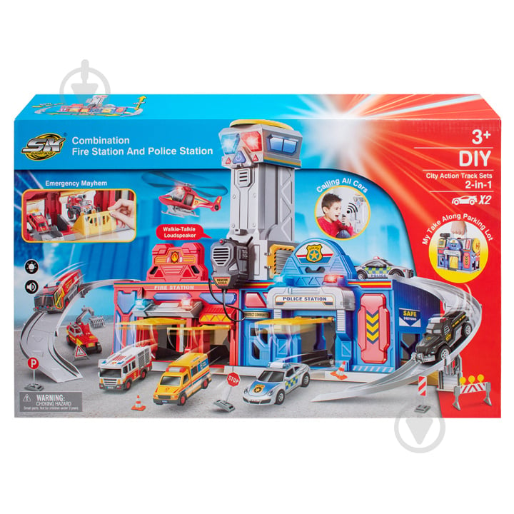 Игровой набор Qunxing Toys Паркинг Пожарная и полицейская службы SK-757XJA - фото 2