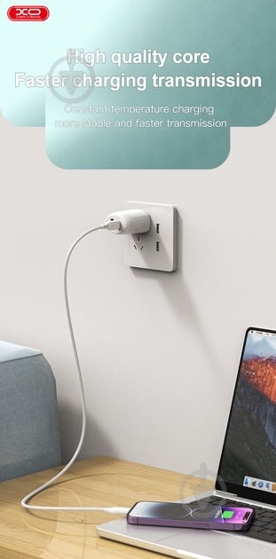 Кабель Xo Braided Type-C to Type-C 60W 1 м білий (NBQ236B_White) - фото 3 Кабель Xo Braided Type-C to Type-C 60W 1 м білий (NBQ236B_White) - фото 3