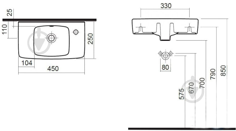 Умывальник Kolo Nova Pro 45 см M32247000 - фото 2