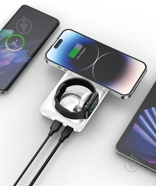 Повербанк YENKEE YPB 510 22.5W PD+Qi Wireless 10000 mAh white (37000006) - фото 4