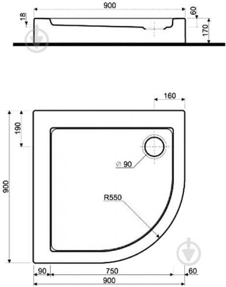 Піддон душовий Kolo Simplo 90x90 см XBN0691000 - фото 2