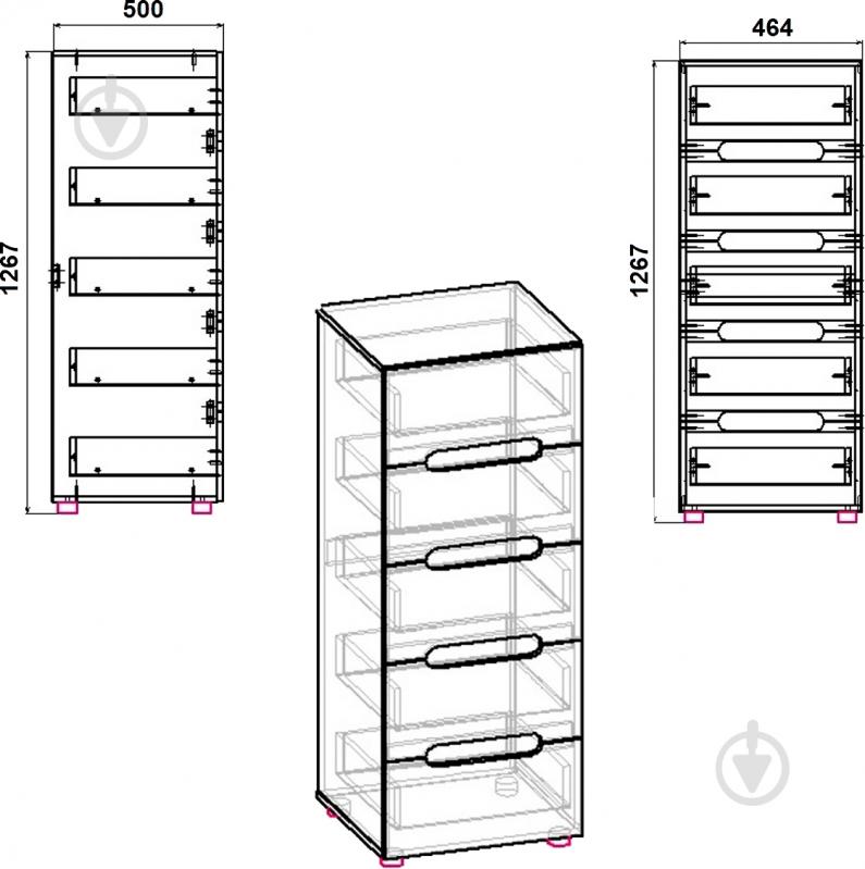 Комод Компанит МС-8 МДФ яблоня - фото 2 Комод Компанит МС-8 МДФ яблоня - фото 2