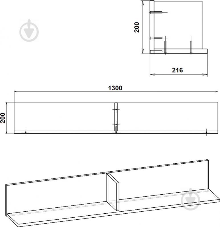 Полиця Компаніт П-21 1300x200 яблуня - фото 2