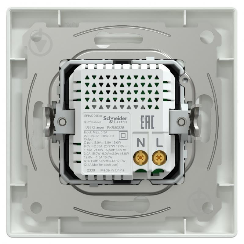 Розетка USB + Type C Schneider Electric Asfora IP20 белый EPH2700521 - фото 3