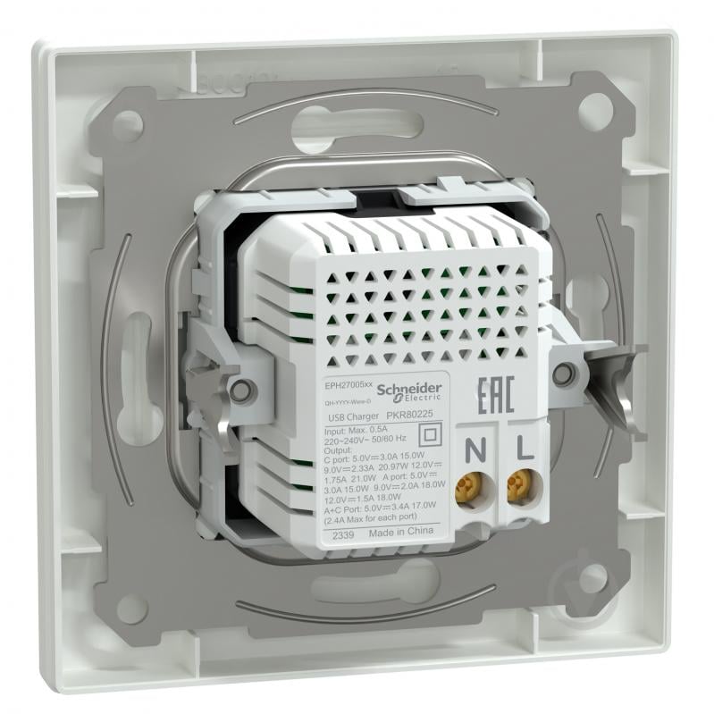 Розетка USB + Type C Schneider Electric Asfora IP20 белый EPH2700521 - фото 4
