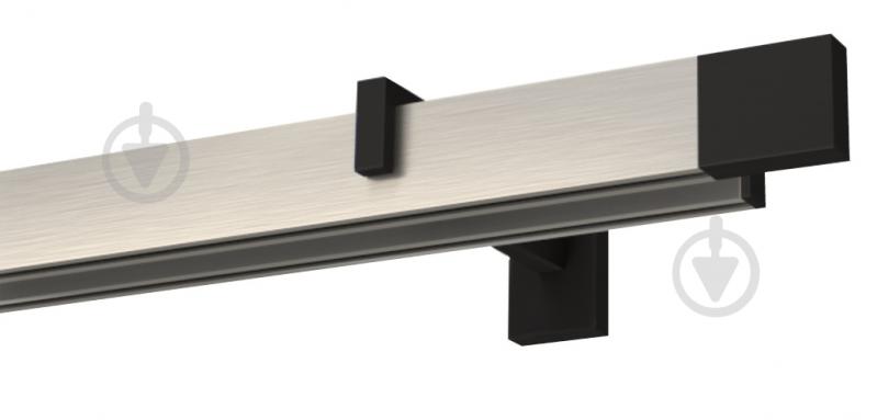 Комплект карниза Quadrum SQUARE двойной 14/160 см черный/сталь профиль с черными крючками - фото 1