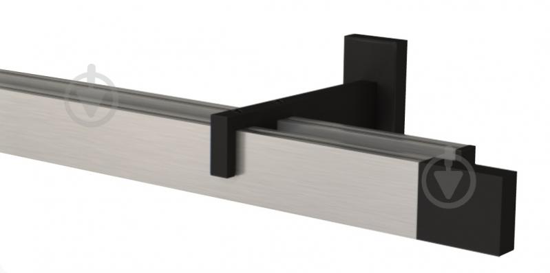 Комплект карниза Quadrum SQUARE двойной 14/160 см черный/сталь профиль с черными крючками - фото 2