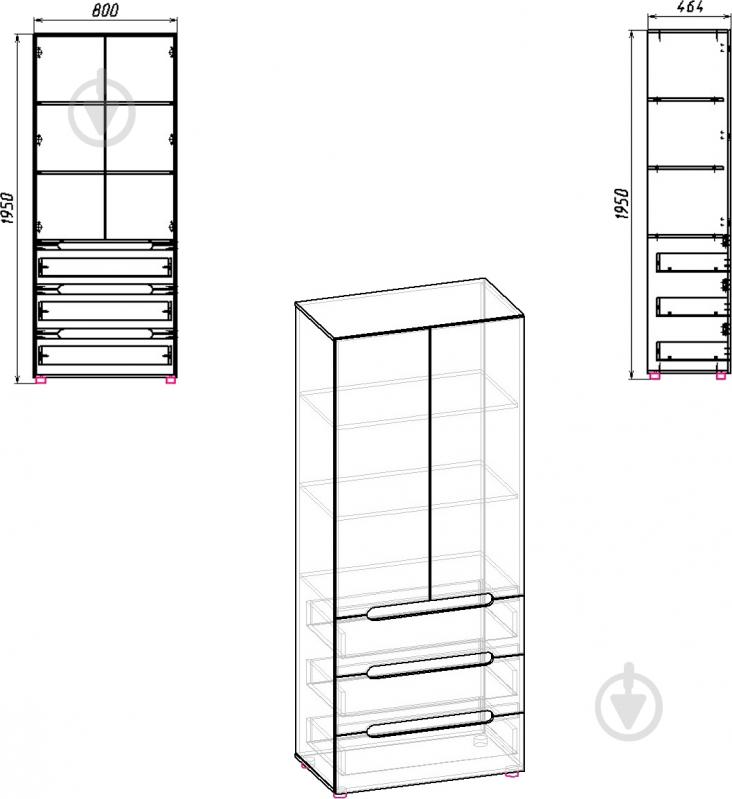Шкаф Компанит МС-22 МДФ ольха - фото 2