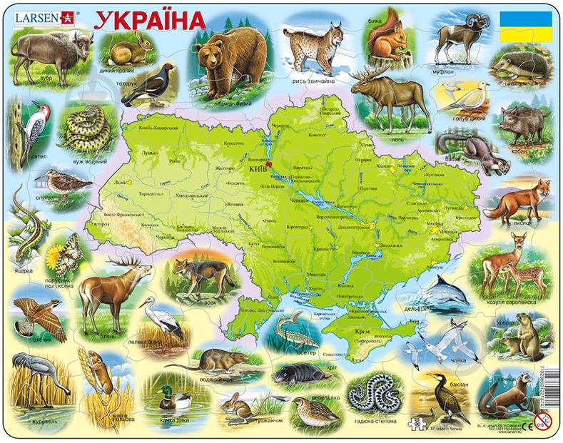 Пазл Larsen Карта мир животных - фото 1
