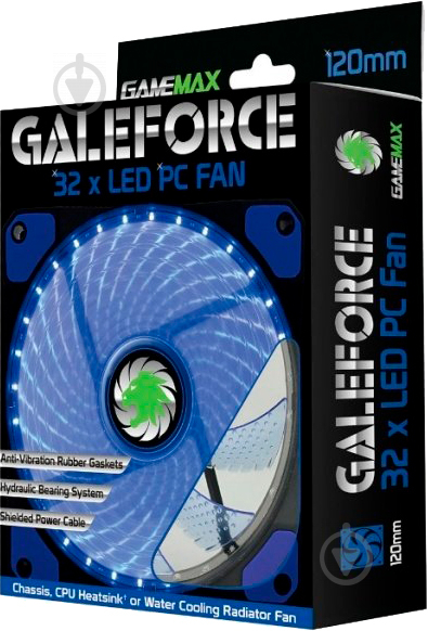 Вентилятор для корпуса GameMax GaleForce 32xLED 120 мм синяя подсветка - фото 6