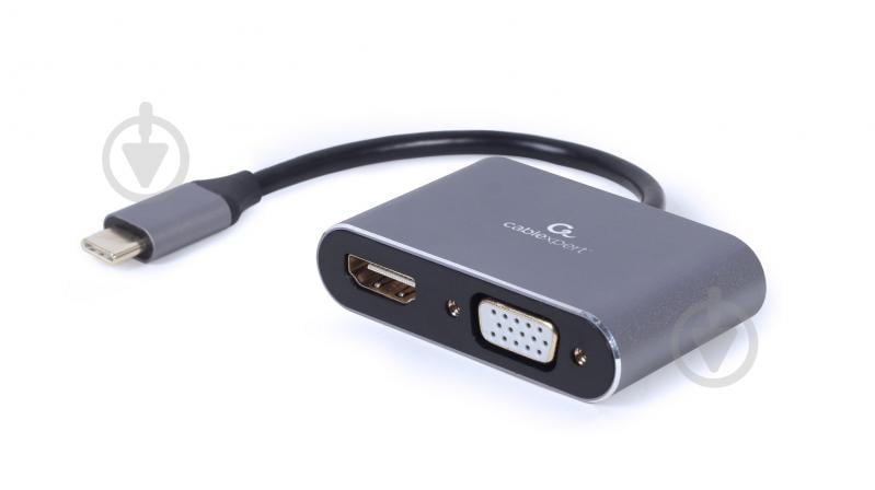 Адаптер Cablexpert USB-C на HDMI/VGA 0,15 м grey (A-USB3C-HDMIVGA-01) - фото 1