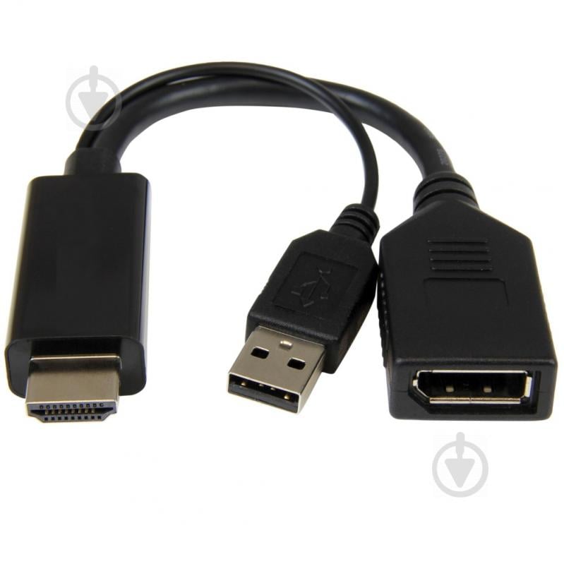 Адаптер с разъемами Cablexpert HDMI на DisplayPort, 4K 0,1 м черный (A-HDMIM-DPF-01) - фото 1