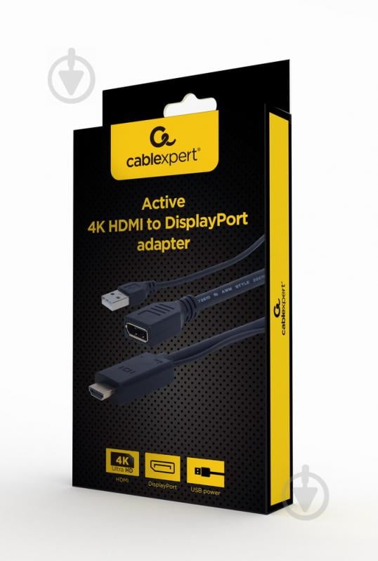 Адаптер с разъемами Cablexpert HDMI на DisplayPort, 4K 0,1 м черный (A-HDMIM-DPF-01) - фото 2