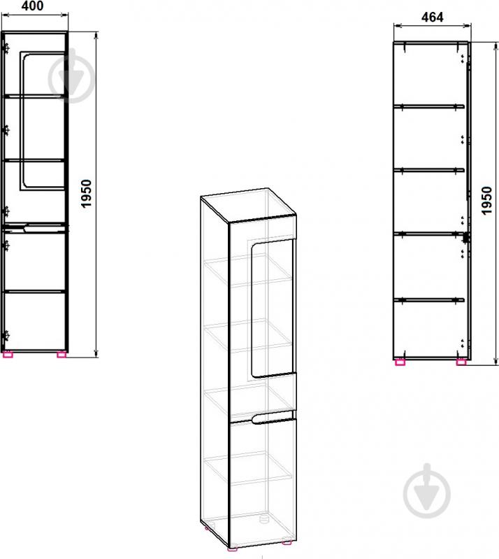 Шкаф Компанит МС-24 МДФ левый нимфея альба - фото 3 Шкаф Компанит МС-24 МДФ левый нимфея альба - фото 3