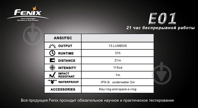 Фонарь Fenix E01bl - фото 6