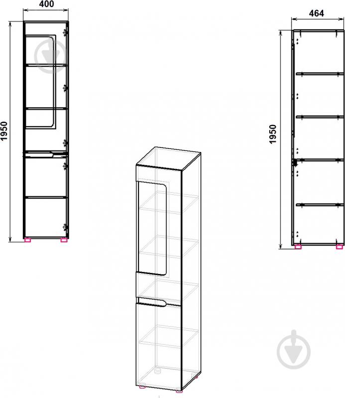 Шкаф Компанит МС-24 МДФ правый яблоня - фото 2