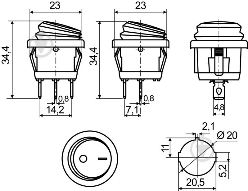 Кнопка Аско-Укрем KCD1-5-101NW R/B 220V A0140040074 - фото 3