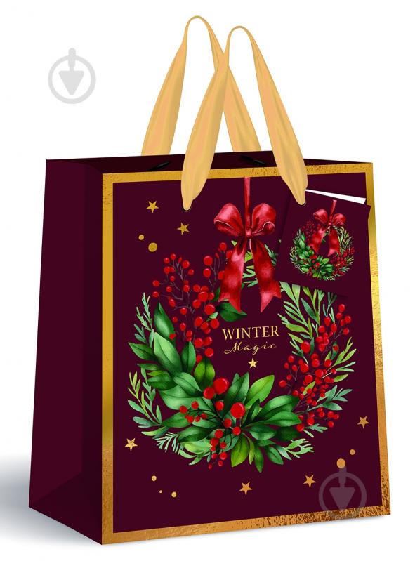 Пакет подарочный MEDIUM Burgundy 26,5х33х13 см - фото 1