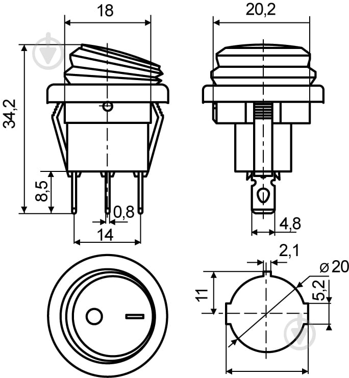 Кнопка Аско-Укрем KCD1-8-101NW BL/B 220V A0140040077 - фото 3