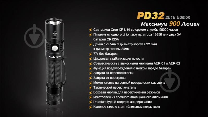 Фонарь Fenix ручной тактический PD322016 - фото 3