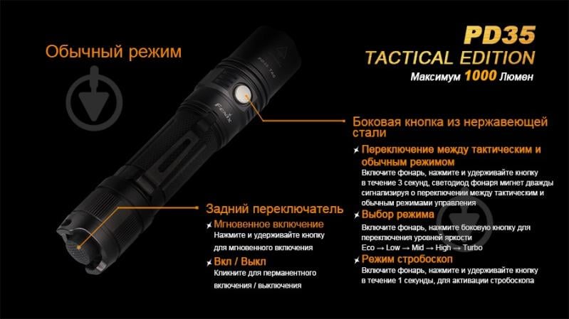 Ліхтар Fenix ручний тактичний PD35TAC - фото 4