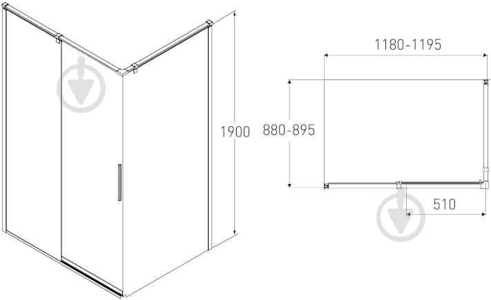 Душове огородження 120x90 см Volle 10-22-244glass - фото 2