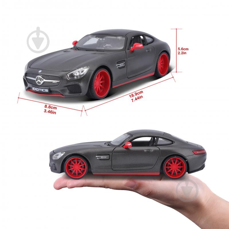 Автомодель Maisto 1:24 Mercedes AMG GT Тюнінг 32505 met. grey - фото 3