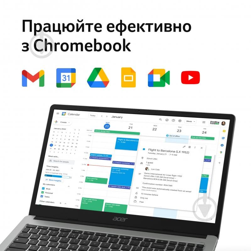 Ноутбук Acer Chromebook 315 CB315-4HT-P22G 15,6" (NX.KBAEU.002) pure silver - фото 7