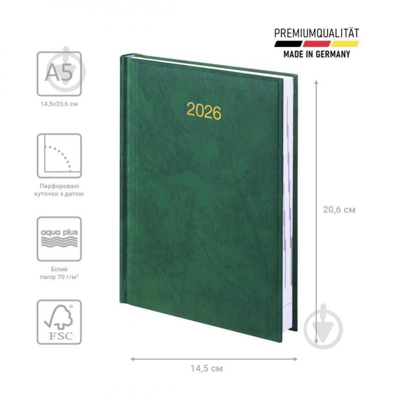 Дневник датированный Стандарт Miradur Brunnen A5 2026 73-795 60 506 зеленый - фото 2