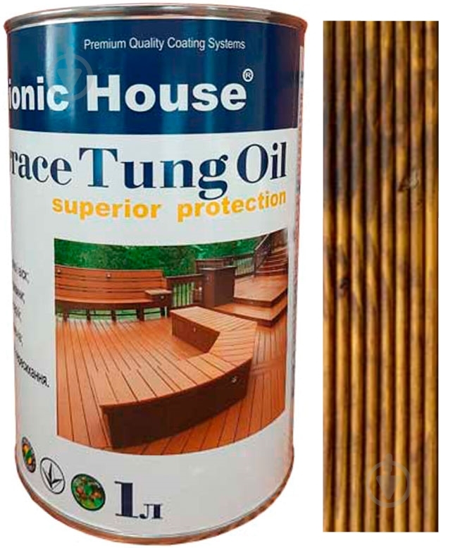 Олія тунгова Bionic House для терас Terrace Tung Oil горіх 1 л - фото 1