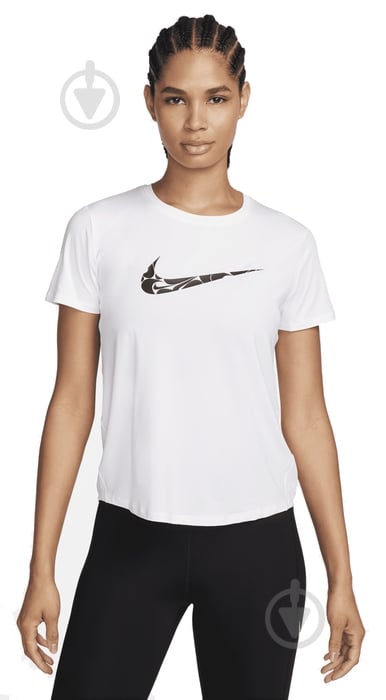 Футболка Nike W NK ONE SWSH HBR DF SS TOP FN2618-100 р.XS белый - фото 1