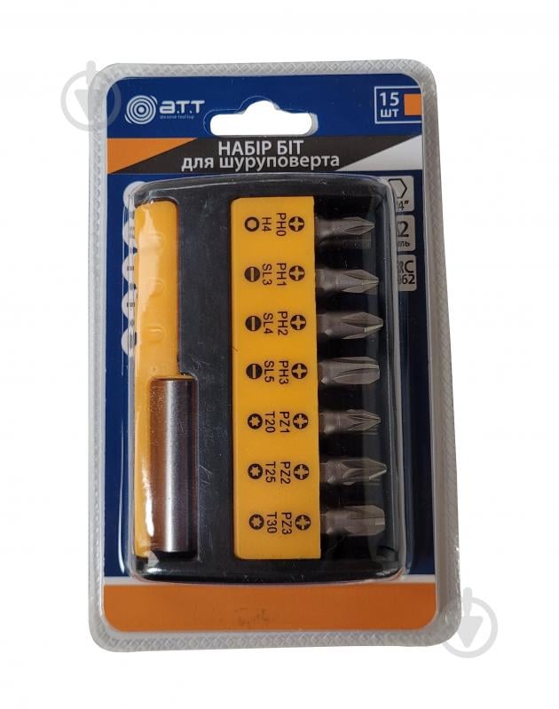Набір біт A.T.T. + бітотримач сталь S2 15 шт. 8155573 - фото 2 Набір біт A.T.T. + бітотримач сталь S2 15 шт. 8155573 - фото 2