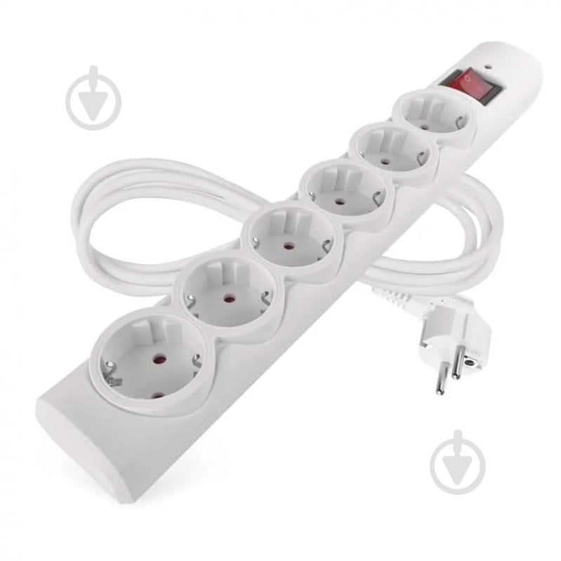 Мережевий фільтр Emos 10 A 2300 Вт із заземленням 6 гн. білий 1,5 м P54215 - фото 1