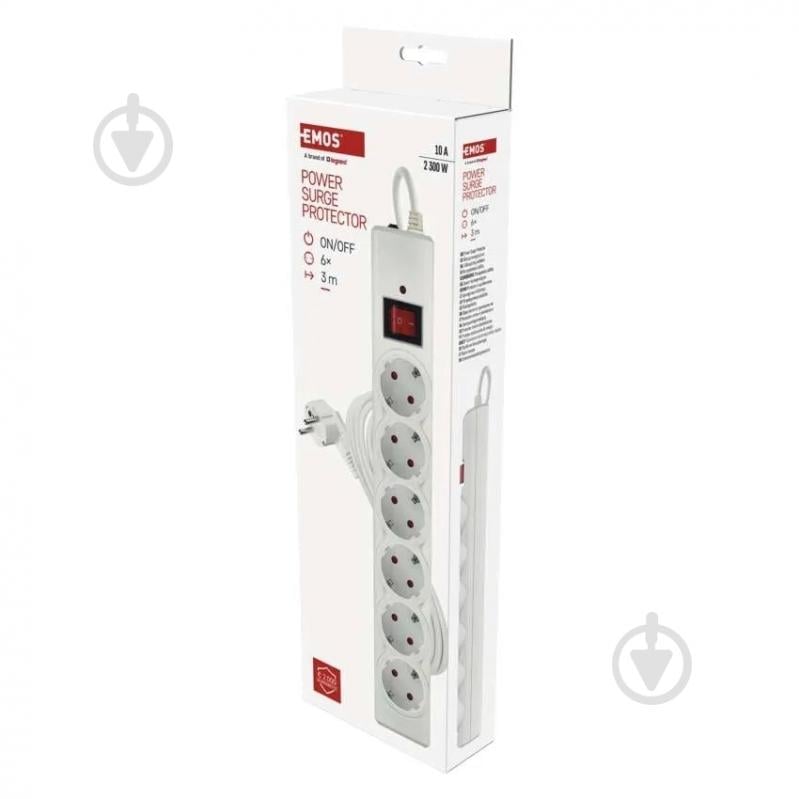 Сетевой фильтр Emos 10 A 2300 Вт с заземлением 6 гн. белый 3 м P54216 - фото 5