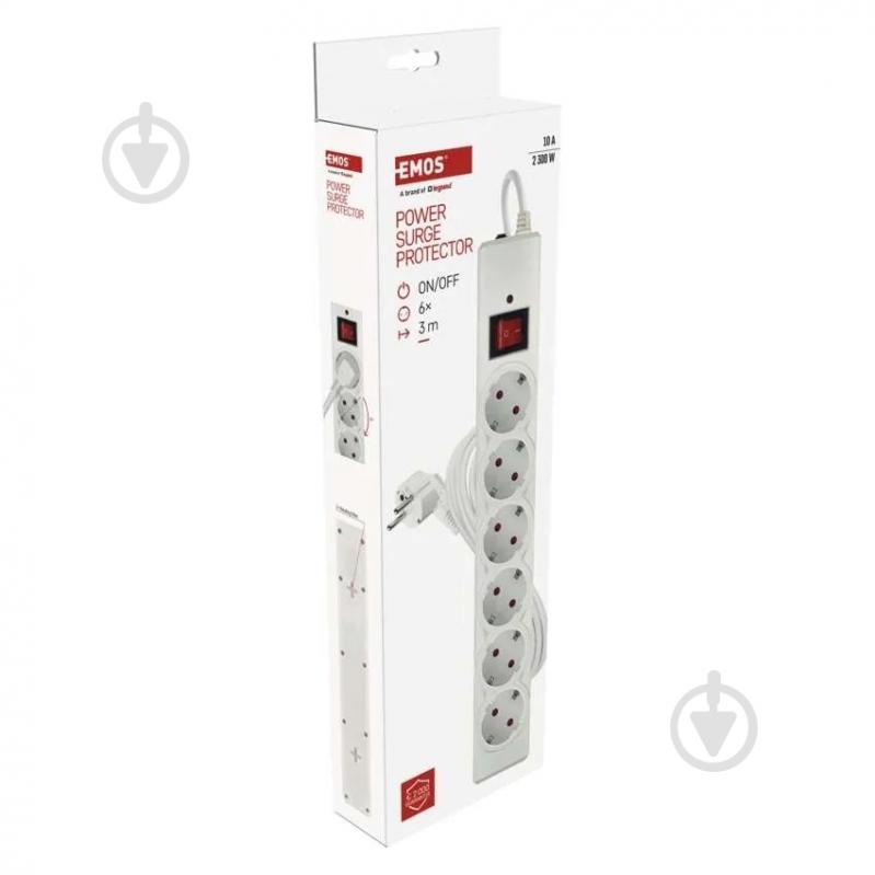 Сетевой фильтр Emos 10 A 2300 Вт с заземлением 6 гн. белый 3 м P54216 - фото 6
