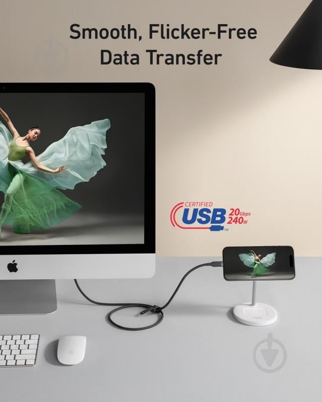 Кабель Anker USB-C to USB-C — 240W 20 Gbps 4K Video Tranfer Bio-Nylon 0,9 м чорний (A80N1H11) - фото 4